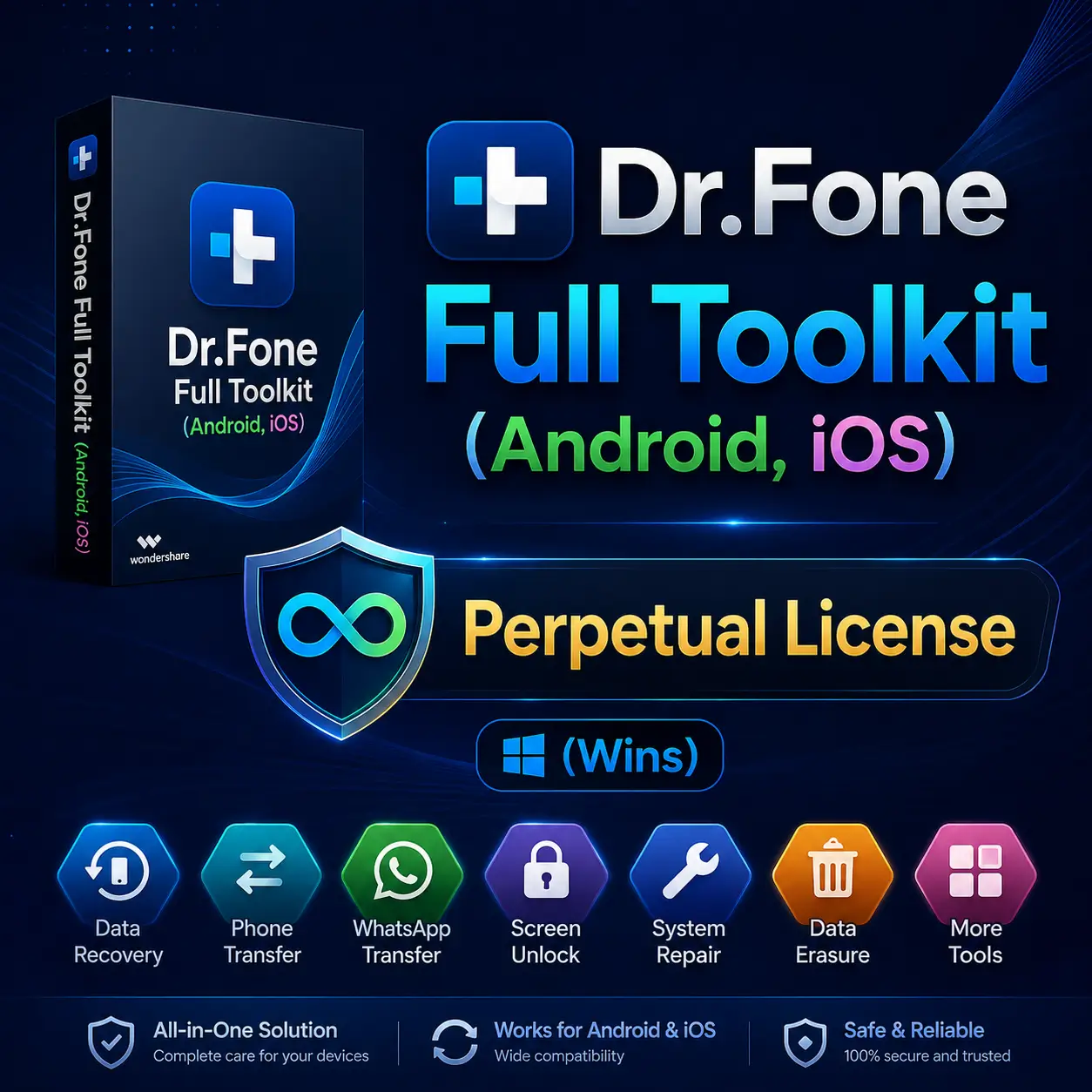 Dr.Fone Full Toolkit Perpetual Lifetime License for Windows, IOS, Anroid (Instant Email Delivery)