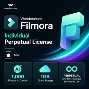 Filmora Individual Perpetual License (Mac, 1,000 Filmora AI Credits, 1GB Cloud Storage)